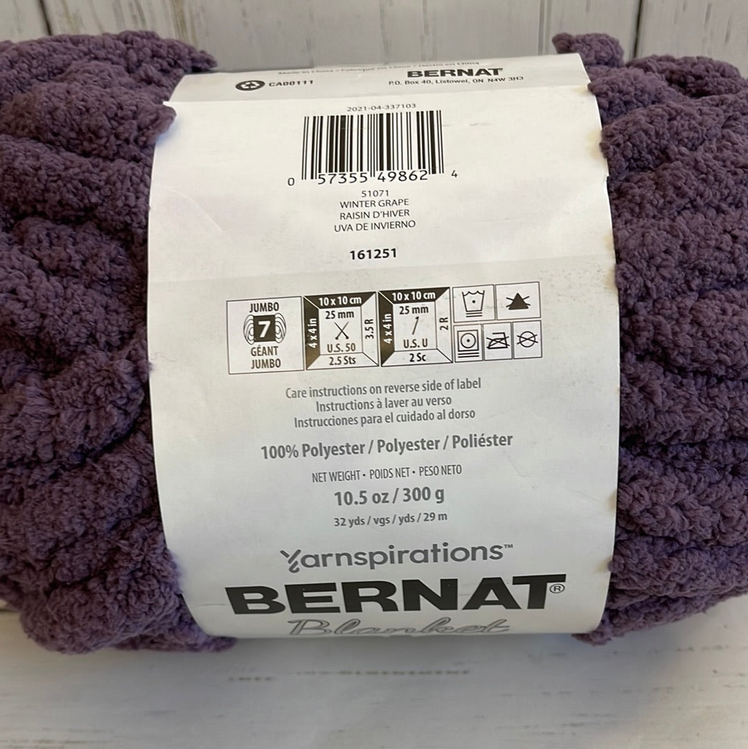 WINTER GRAPE ~ Bernat Blanket BIG  Yarn,  10.5 oz /300 g, 32 yards/29m, jumbo size 7