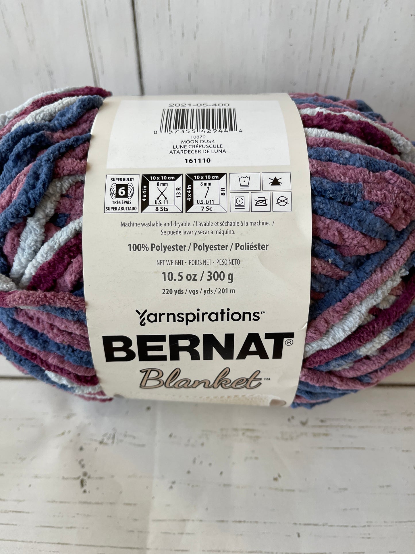 BERNAT BABY BLANKET Yarn ~ Moon Dusk ~ 10.5oz/300g, 220 yards/201m, Super Bulky 6