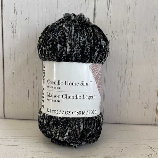 BLACK TWEED ~ Chenille Home Slim Yarn ~