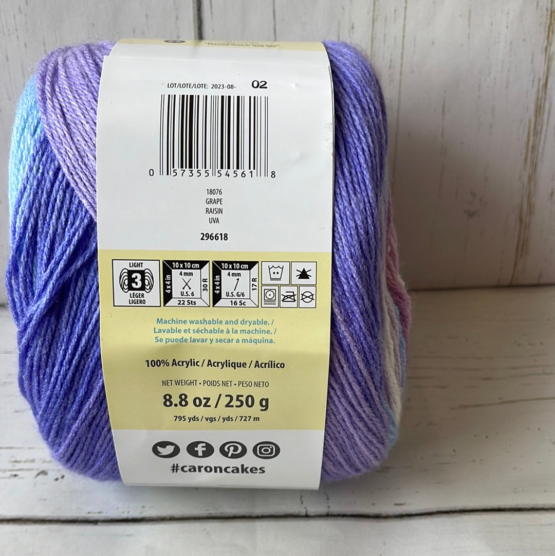 GRAPE Yarn ~ Caron Skinny Cakes, 8.8 oz, 795 yards