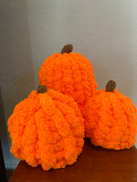 Bright Orange Pumpkins ~ 3 ~ Handmade