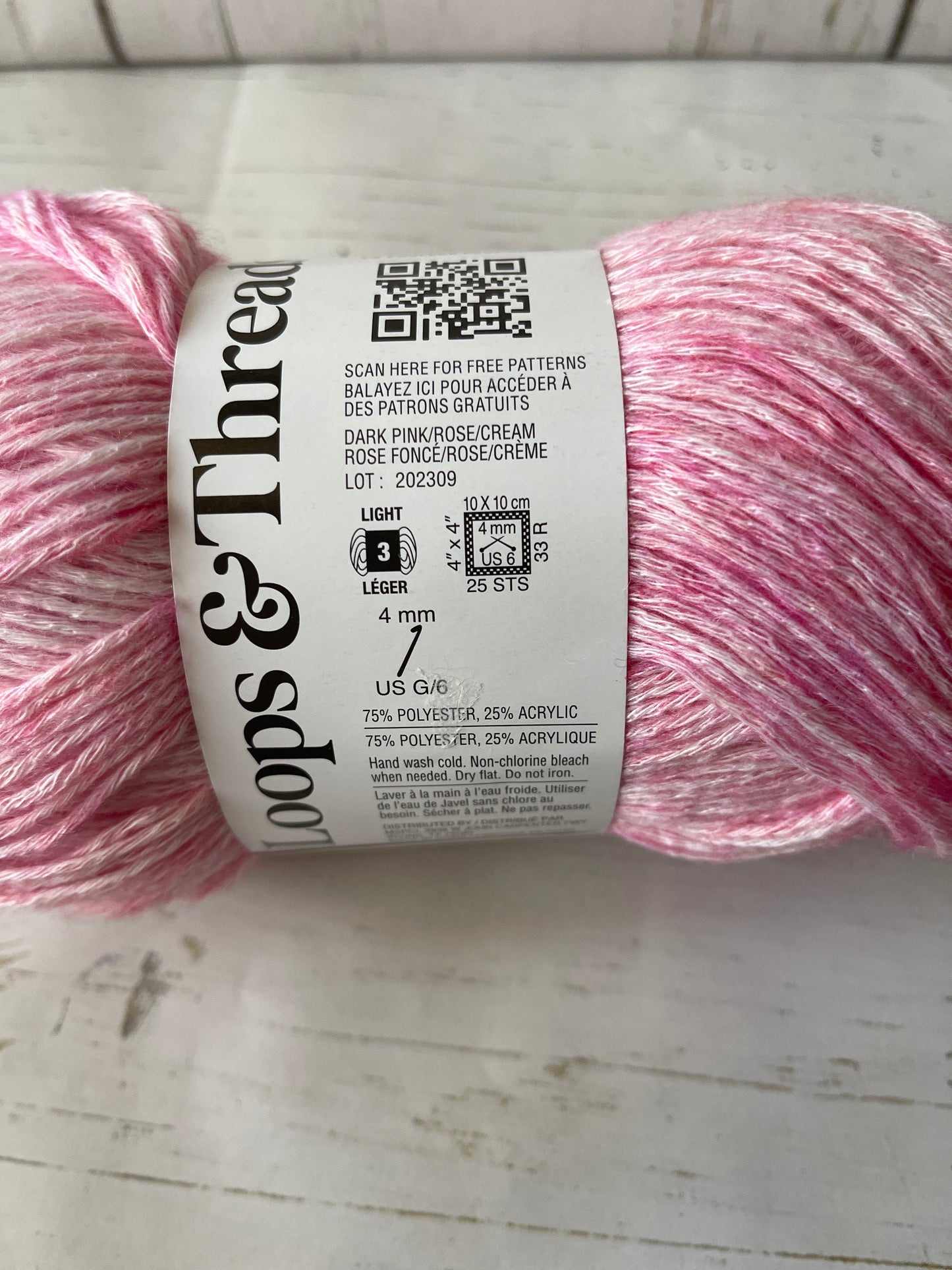 OMBRE HUES YARN ~ Pink, Rose, Cream ~ Loops & Threads