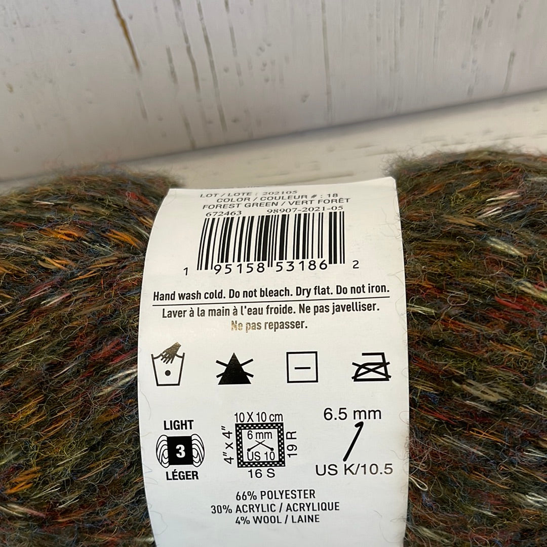 COZY WOOL TWEED ~  Forest Green ~ Loops & Threads