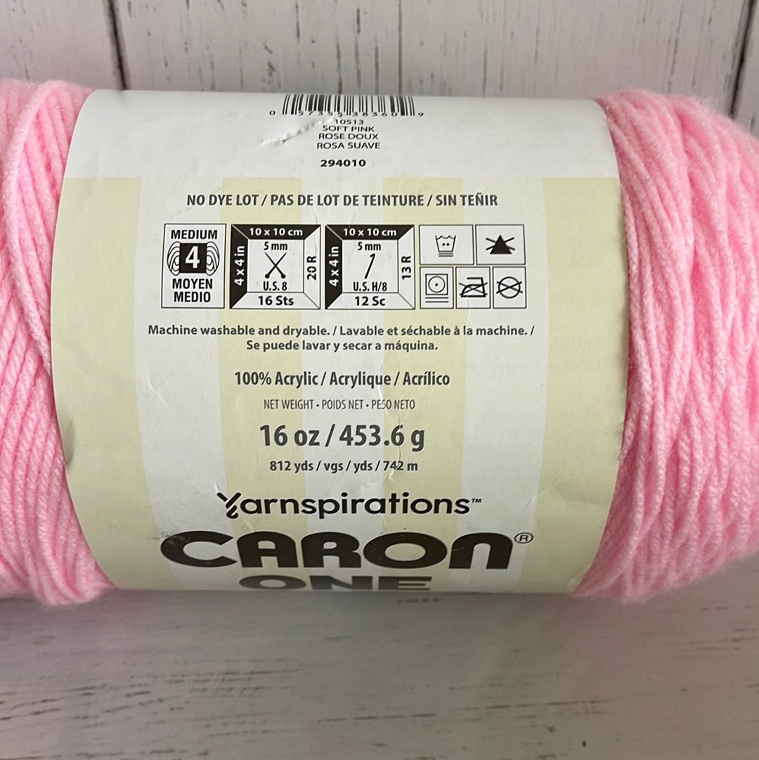 CARON ONE POUND ~ Soft Pink ~ 16oz/453.6g, 812yrds/742m Size 4 medium