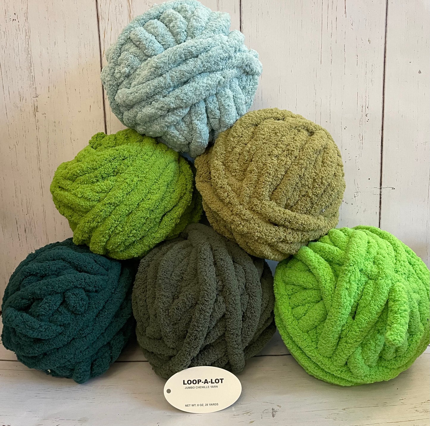 JUMBO Chenille Yarn, NEW COLOR ~ LIME ~ Loop-A-Lot 8oz/226.8g, 28y, Polyester, Super Bulky 7 -Low Shipping rates