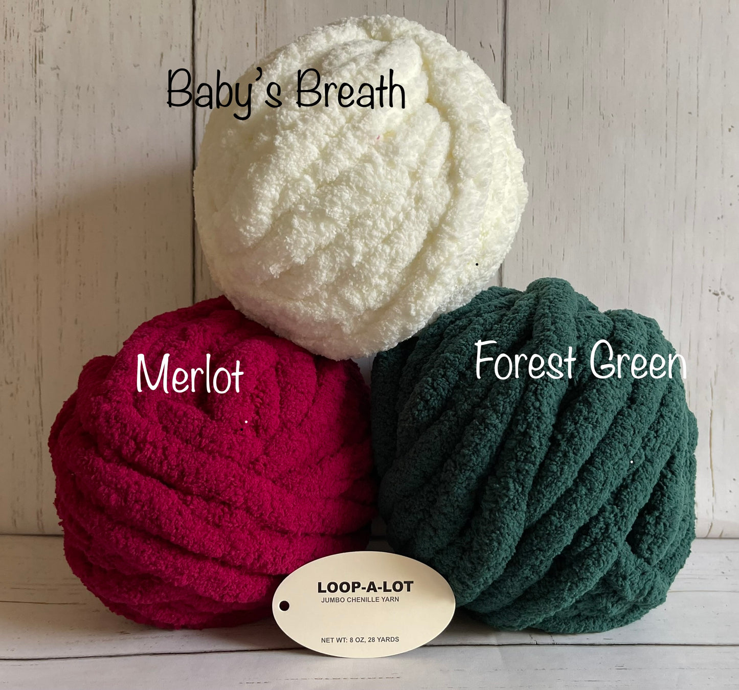 JUMBO Chenille Yarn, NEW COLOR ~ Forest Green ~ Loop-A-Lot 8oz/226.8g, 28y, Polyester, Super Bulky 7 -Low Shipping rates