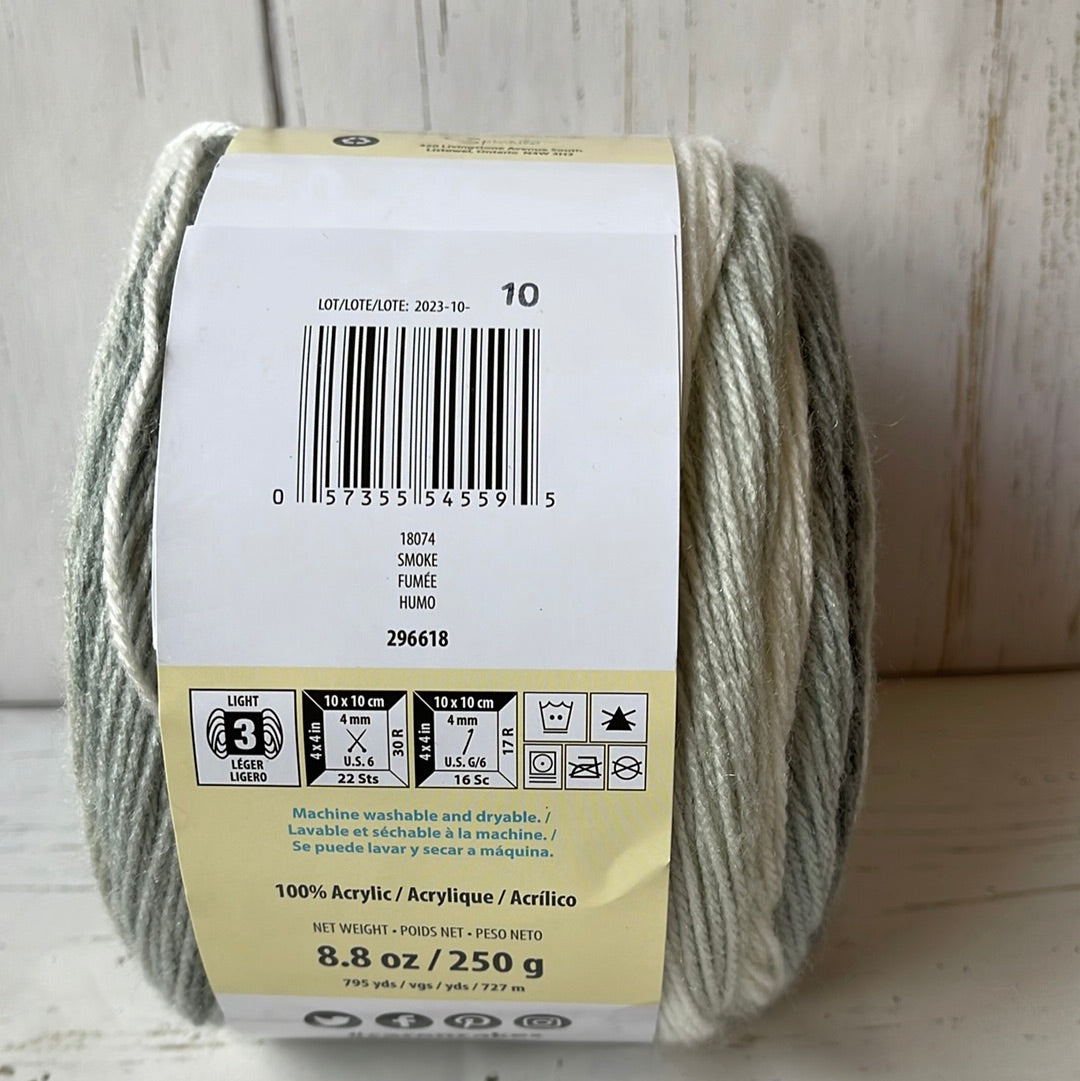 SMOKE YARN ~ Caron Skinny Cakes, 8.8 oz, 795 yards