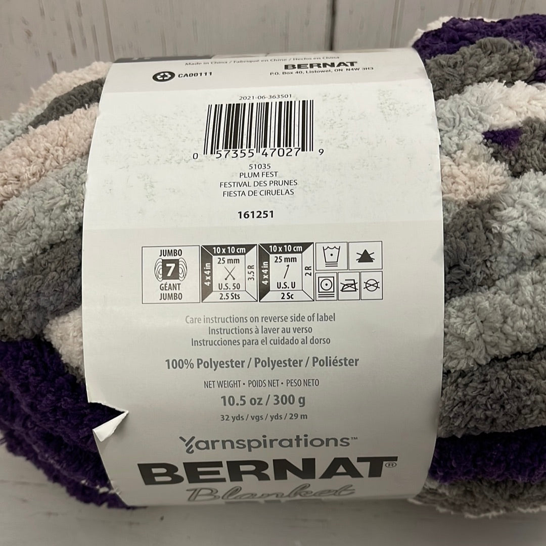 PLUM FEST Bernat Blanket BIG Yarn, oz /300 g, 32 yards/29m, jumbo size