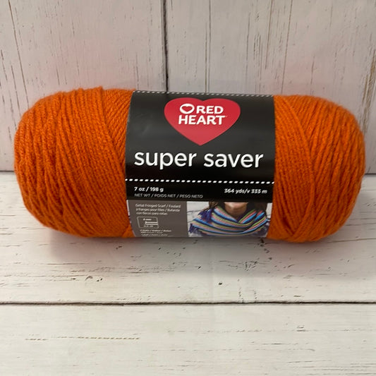 Carrot Yarn ~ Red Heart Super Saver Yarn ~  7oz/198g, 364 yds/333m  size 4 Medium, crafts, crochet, knit Made in the USA