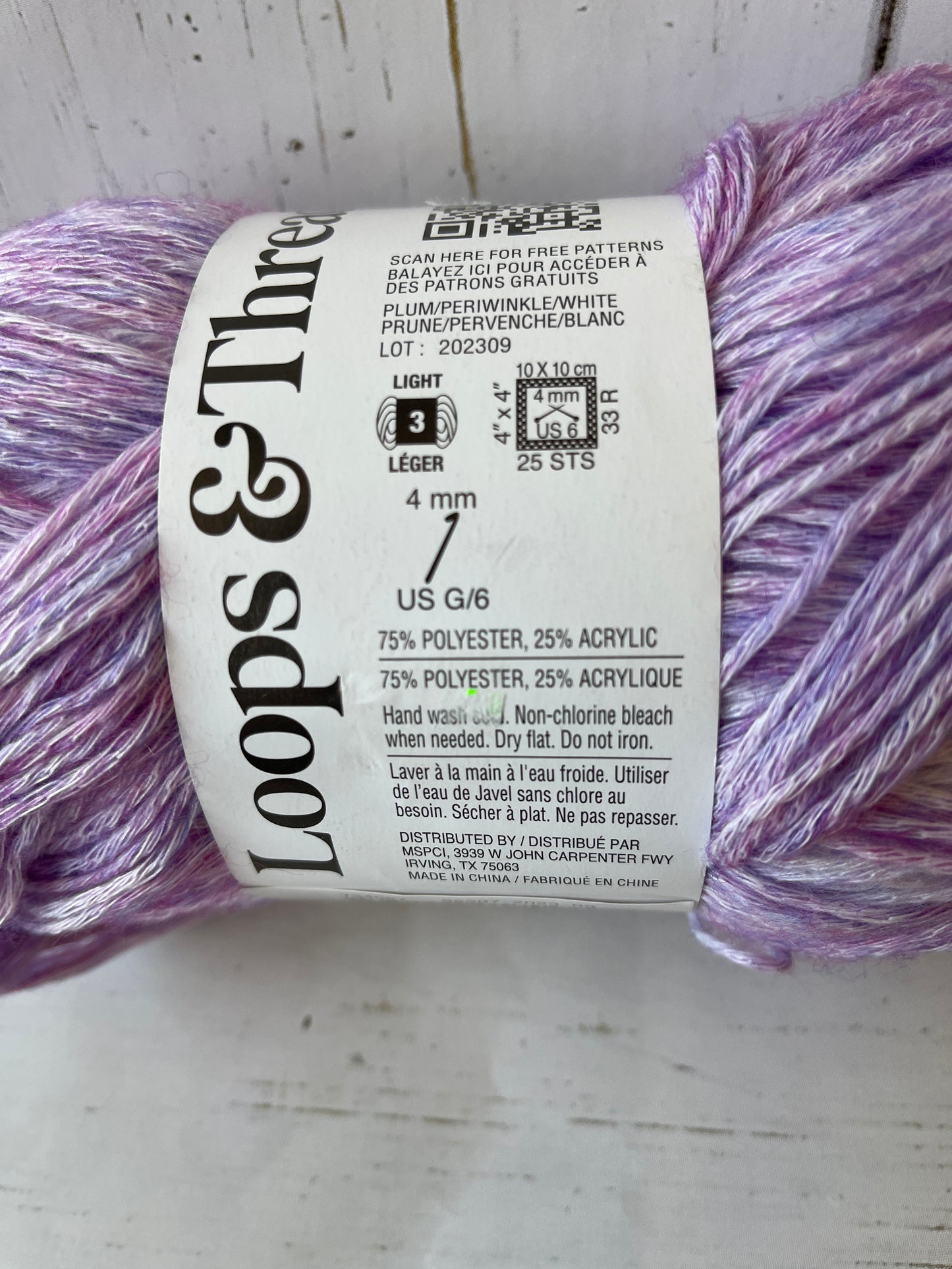 OMBRE HUES YARN ~ Plum, Periwinkle, White ~ Loops & Threads