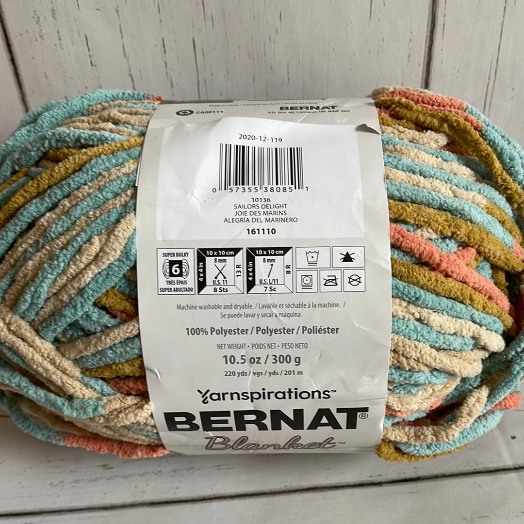 SAILORS DELIGHT ~ Bernat Blanket, 10.5oz/300g, 220 yards/201m, Super Bulky 6