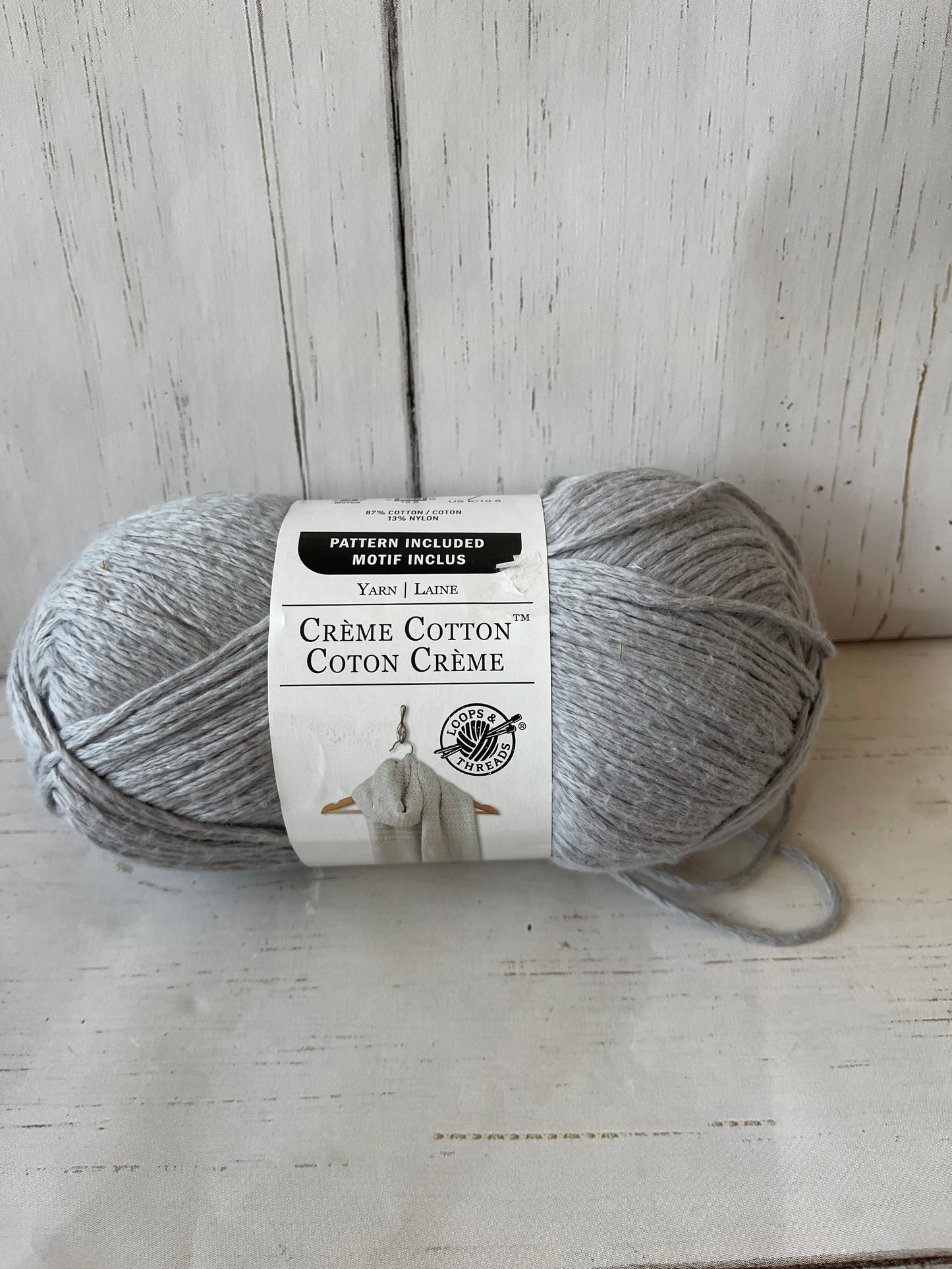 MID GREY YARN ~ Creme Cotton ~  Loops & Threads