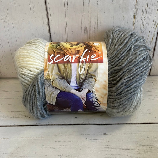 Scarfie ~ CREAM/SILVER YARN ~ Lion Brand