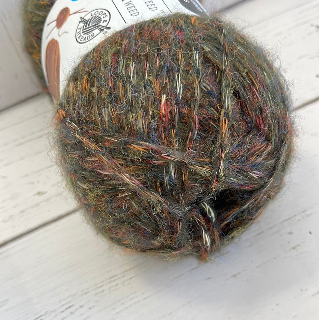 COZY WOOL TWEED ~  Forest Green ~ Loops & Threads