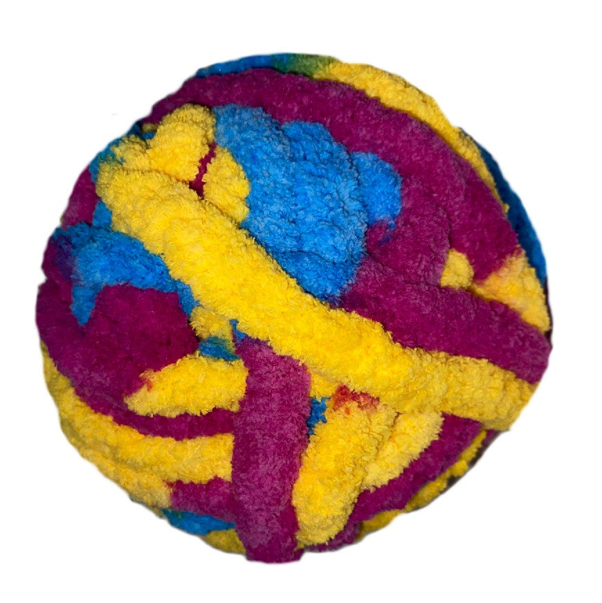 Jumbo Chenille Yarn ~Festival (purple. blue, yellow variegated) Yarn ~Free Shipping Available