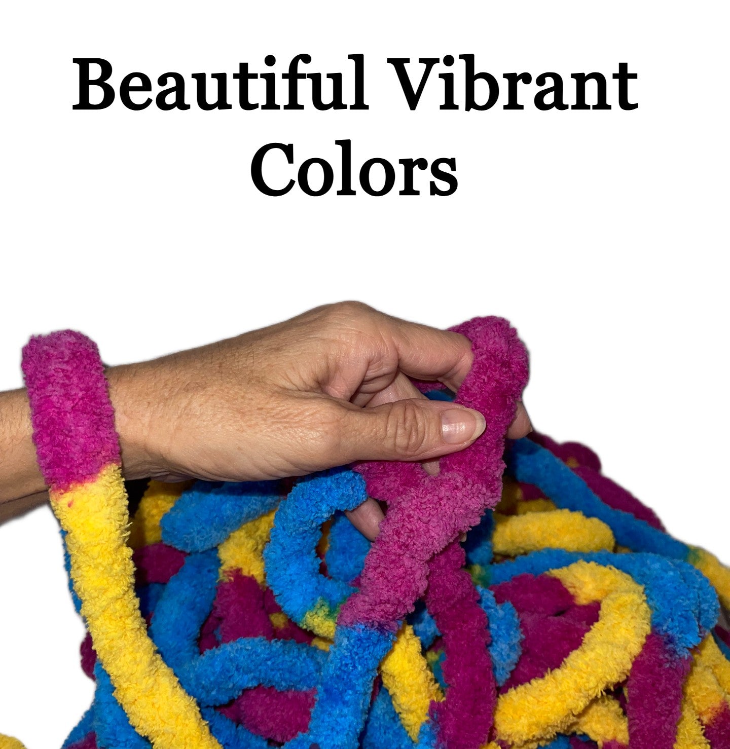 Jumbo Chenille Yarn ~Festival (purple. blue, yellow variegated) Yarn ~Free Shipping Available
