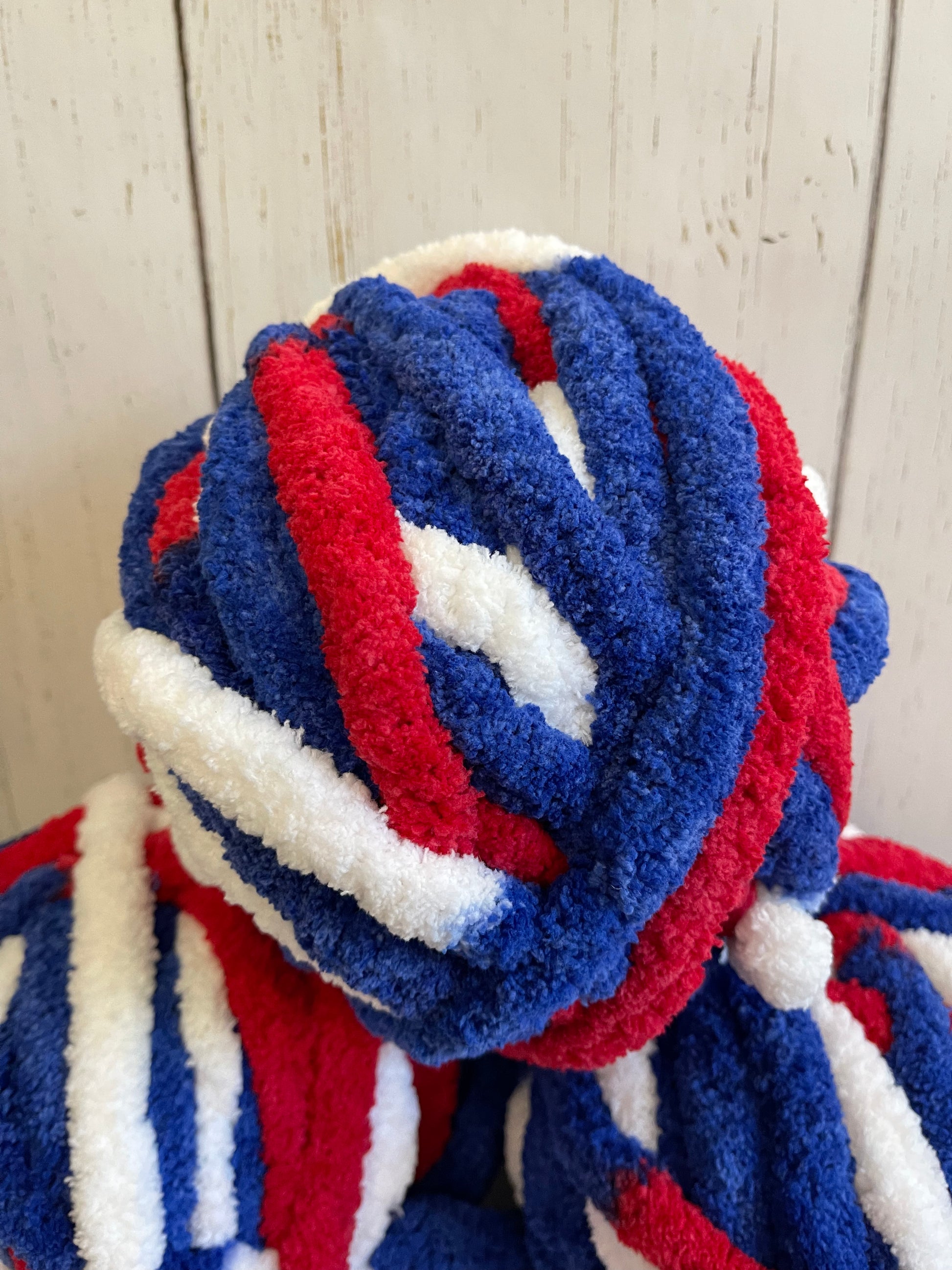 JUMBO Chenille Yarn, NEW COLOR Red,White, Blue Yarn Loop-A-Lot FREE SHIPPING AVAILABLE