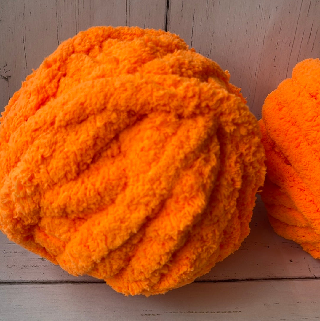 Jumbo Chenille Yarn ~ Safety Orange Yarn ~ Loop-a-Lot