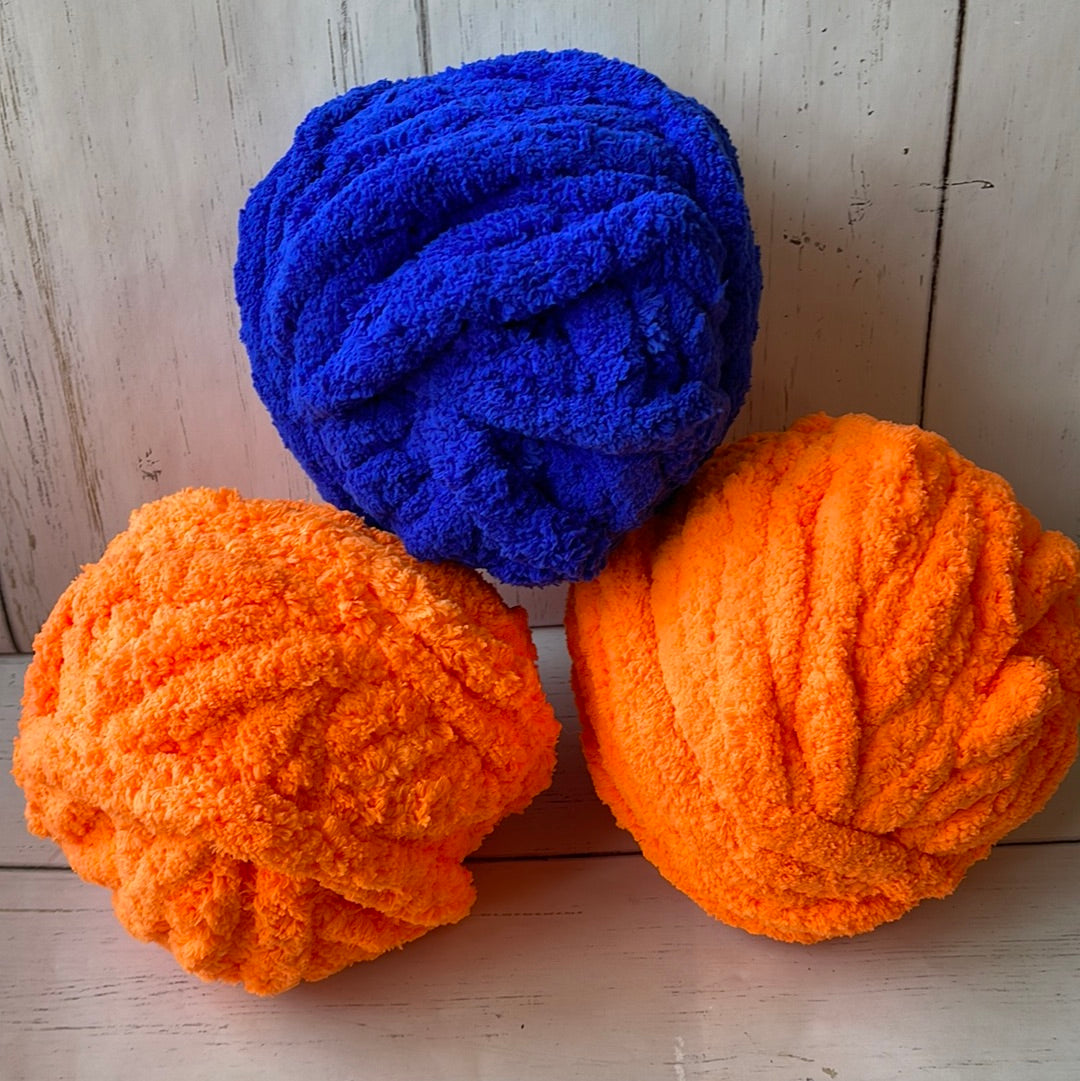 Jumbo Chenille Yarn ~ Safety Orange Yarn ~ Loop-a-Lot