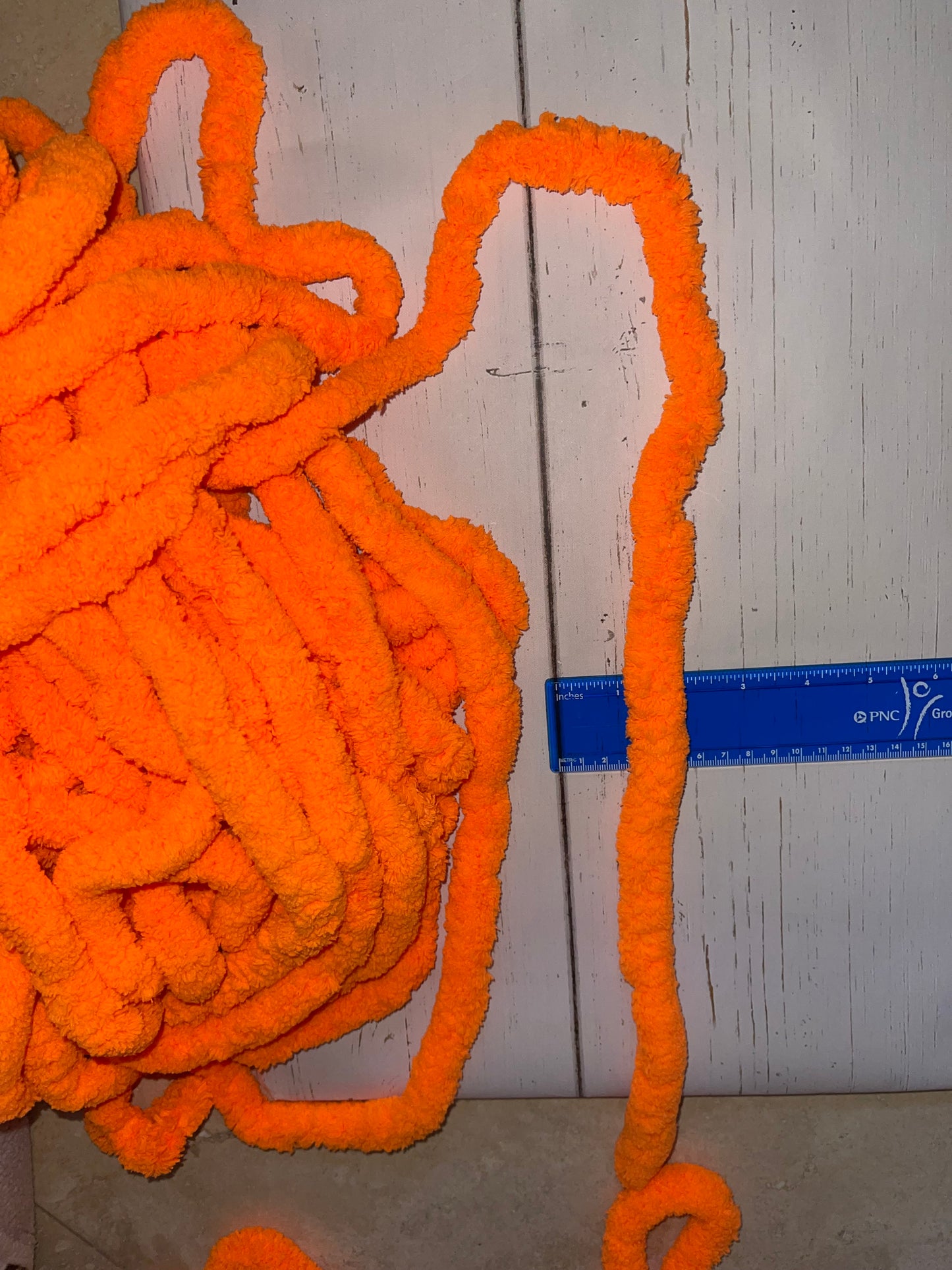 Jumbo Chenille Yarn ~ Safety Orange Yarn ~ Loop-a-Lot