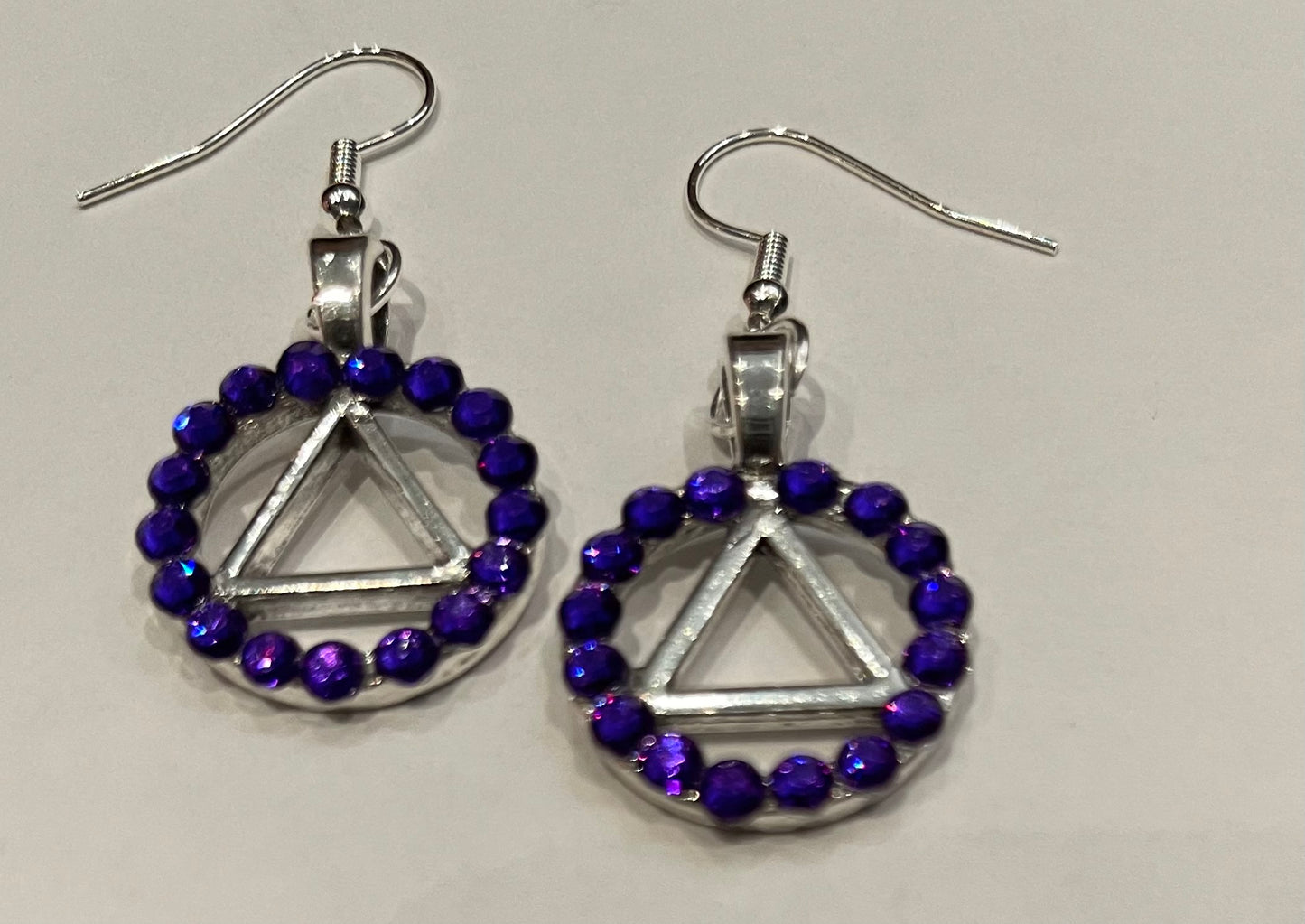 Earrings ~ Glass Crystals ~  Sobriety Gift ~ Recovery Gift ~ Silver