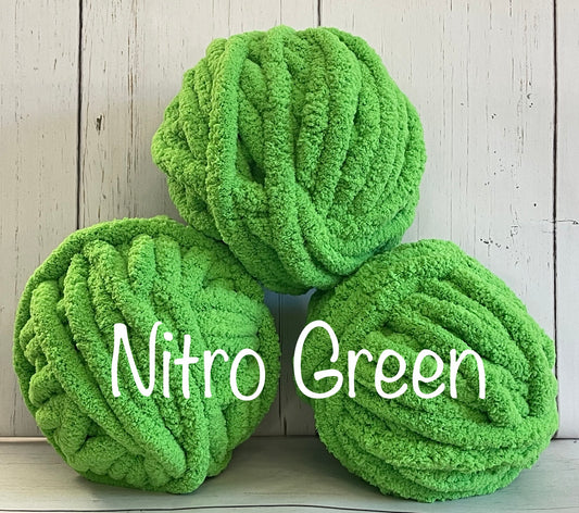 JUMBO Chenille Yarn, NEW COLOR ~ Nitro Green Yarn ~ Loop-A-Lot 8oz/226.8g, 28y, Polyester, Super Bulky 7 -Low Shipping rates