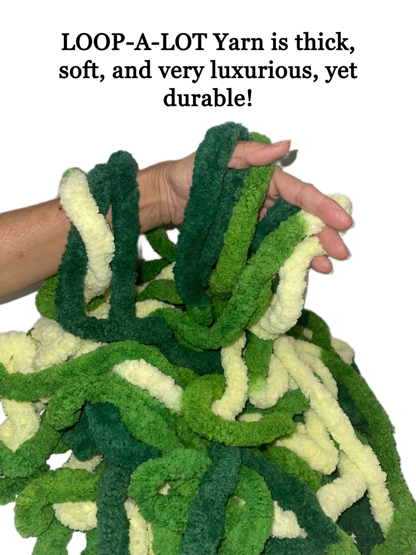 Jumbo Chunky Chenille Mixed Greens (multi green yarn) Free Shipping Available