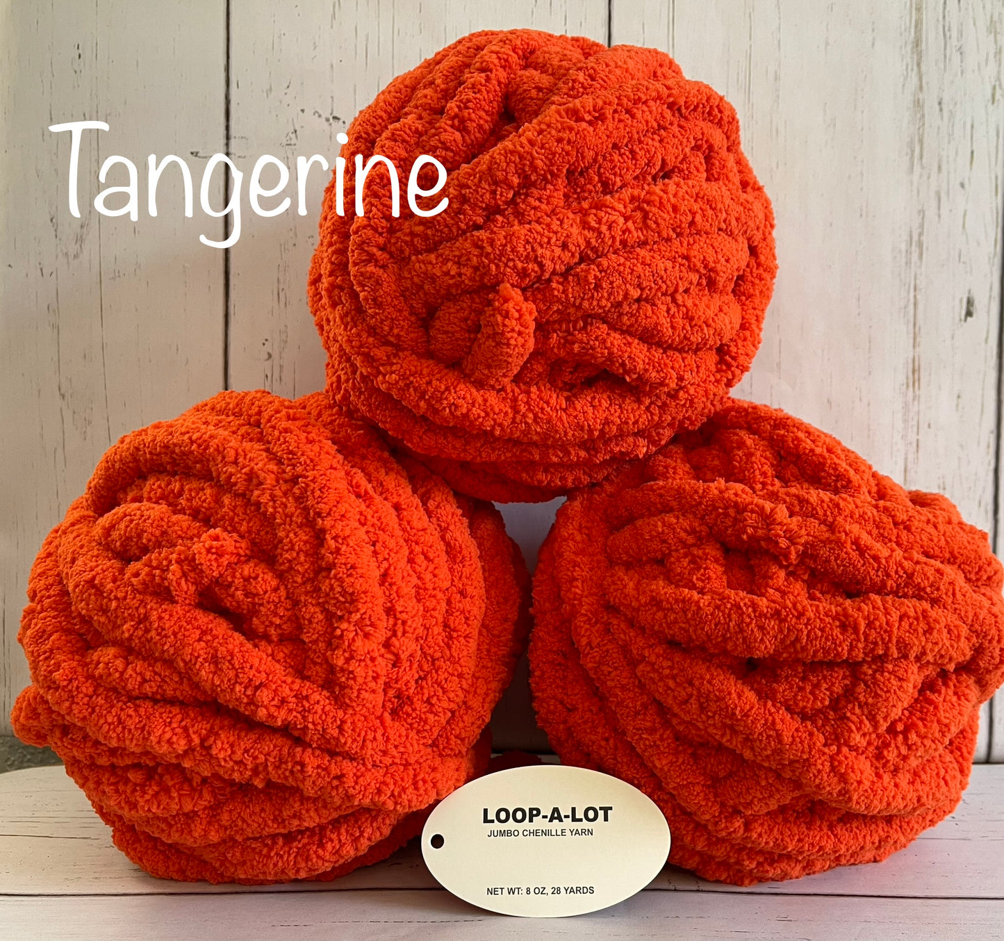 JUMBO Chenille Yarn, NEW COLOR ~ Tangerine ~ Loop-A-Lot 8oz/226.8g, 28y, Polyester, Super Bulky 7 -Low Shipping rates with combined shipping