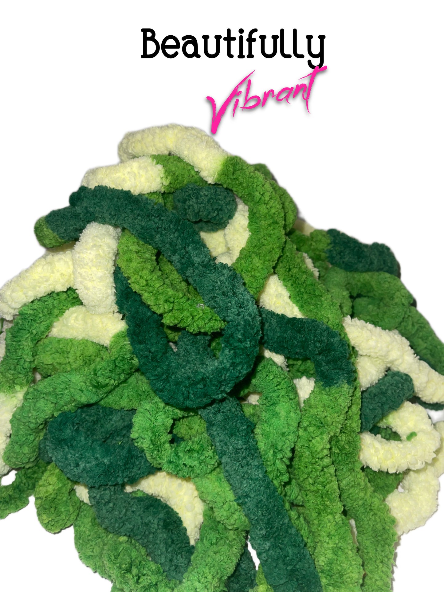 Jumbo Chunky Chenille Mixed Greens (multi green yarn) Free Shipping Available