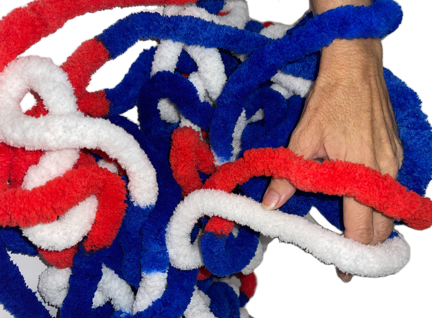 JUMBO Chenille Yarn, NEW COLOR ~ Red,White, Blue Yarn ~ Loop-A-Lot ~ FREE SHIPPING AVAILABLE ~