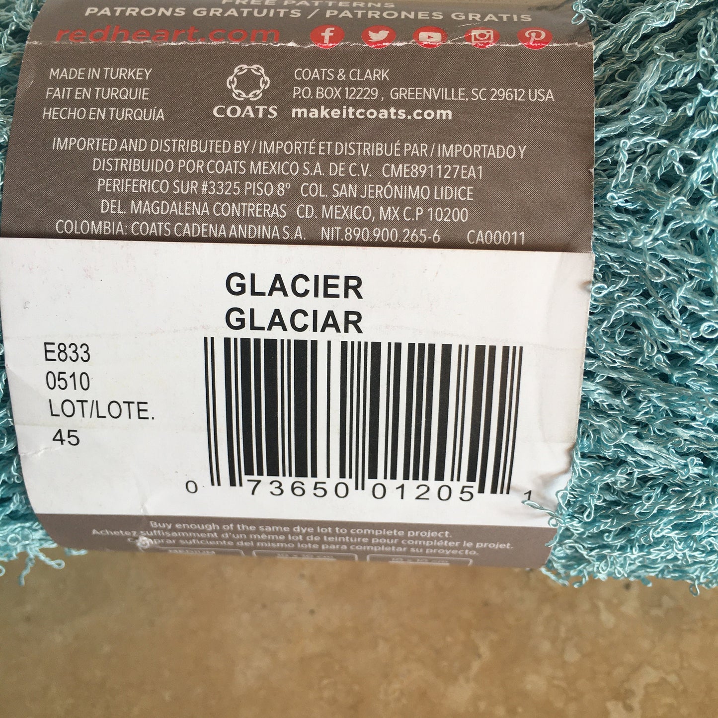 RED HEART Scrubby GLACIER 3.5oz/100g, 92yds/85m Size medium 4 Great for crafts or Decorations or Art