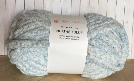 CHENILLE CHUNKY YARN ,  Bulk Rates ++++,Heather Blue  8oz/226.8g, 28y, Polyester, Super Bulky 7