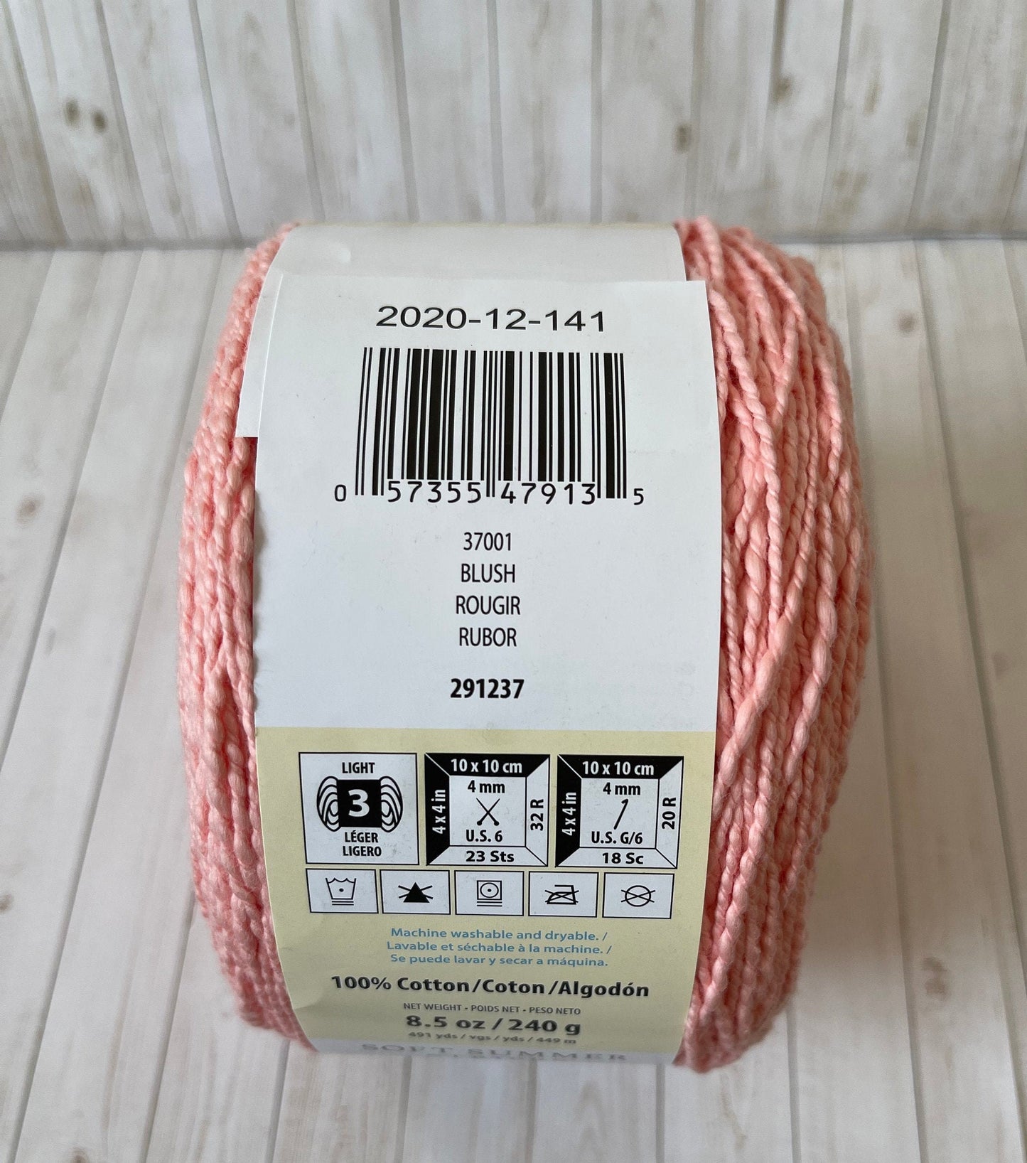 BLUSH  ~ Caron Cotton Ripple Cakes ~ 8.5 oz/240 g, 491 yards/449 m Size 3