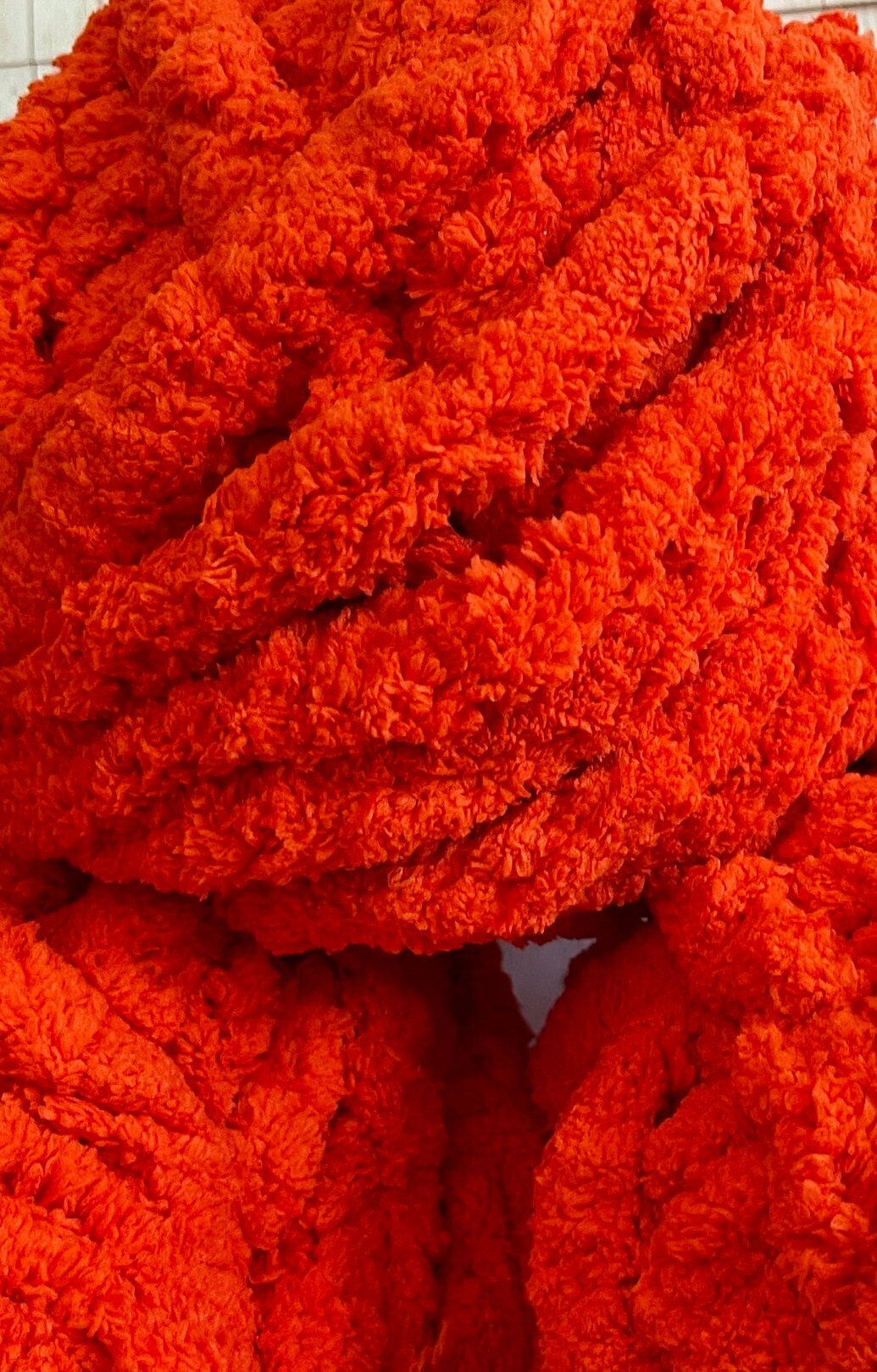 JUMBO Chenille Yarn, NEW COLOR ~ Tangerine ~ Loop-A-Lot 8oz/226.8g, 28y, Polyester, Super Bulky 7 -Low Shipping rates with combined shipping