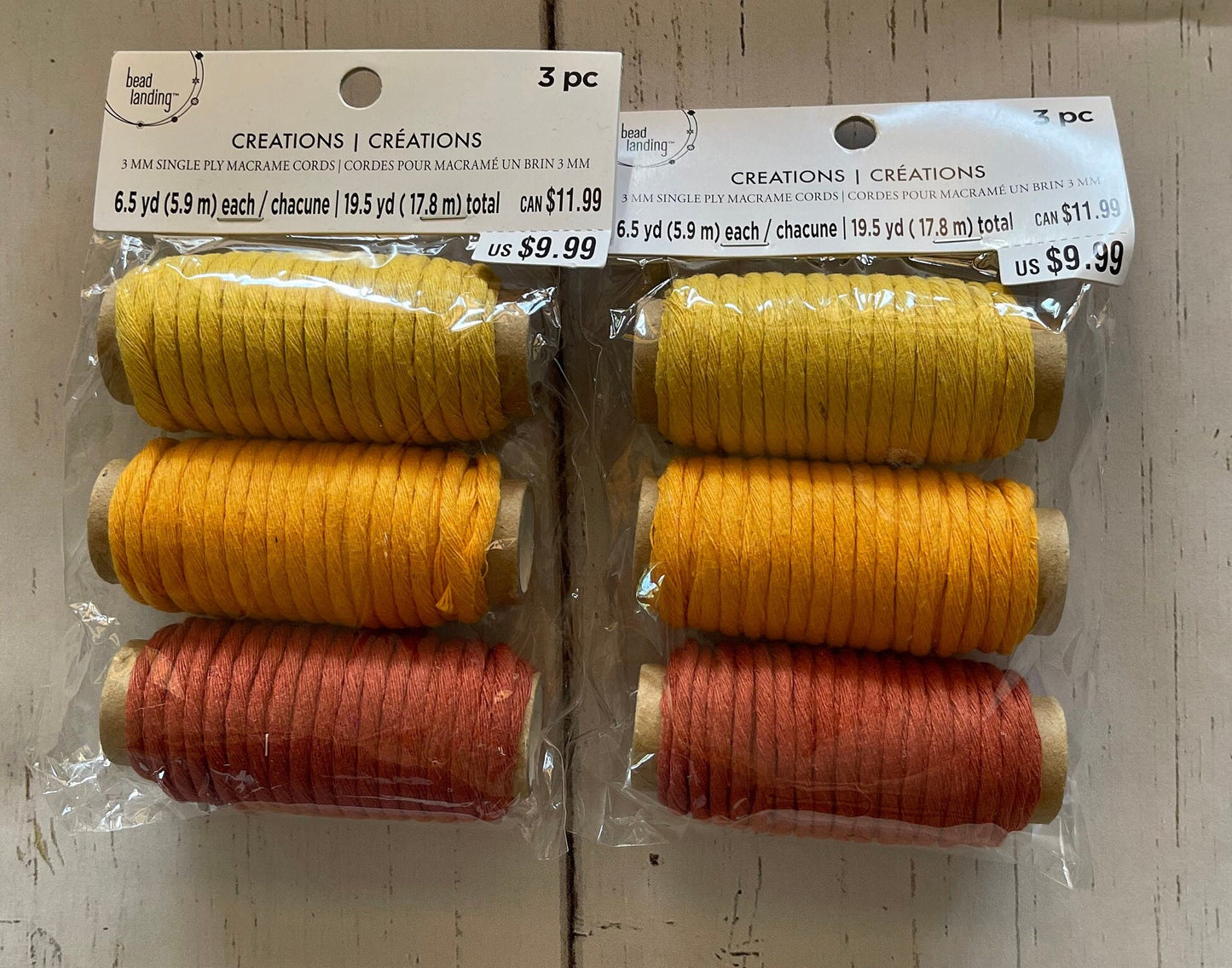 Macrame Cord ~ Tri-Colored Packs ~