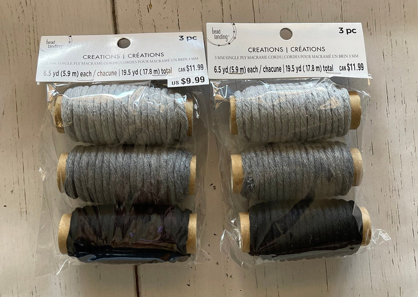 Macrame Cord ~ Tri-Colored Packs ~