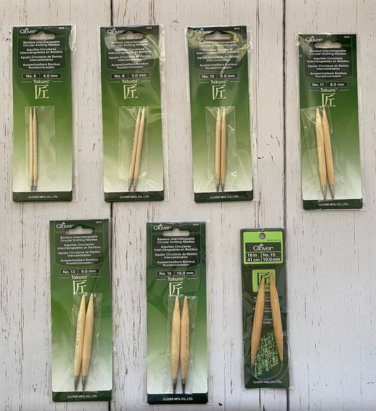 CLOVER BAMBOO INTERCHANGABLE Knitting Needles ~ Takumi