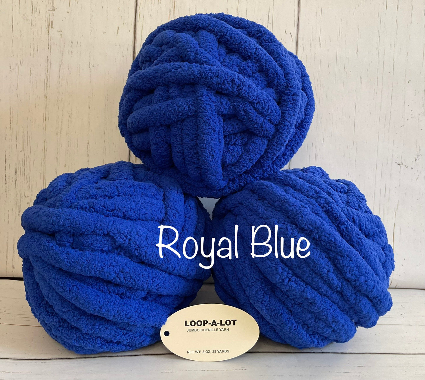 JUMBO Chenille Yarn, NEW COLOR ~ Royal Blue ~ Loop-A-Lot 8oz/226.8g, 28y, Polyester, Super Bulky 7 -Low Shipping rates