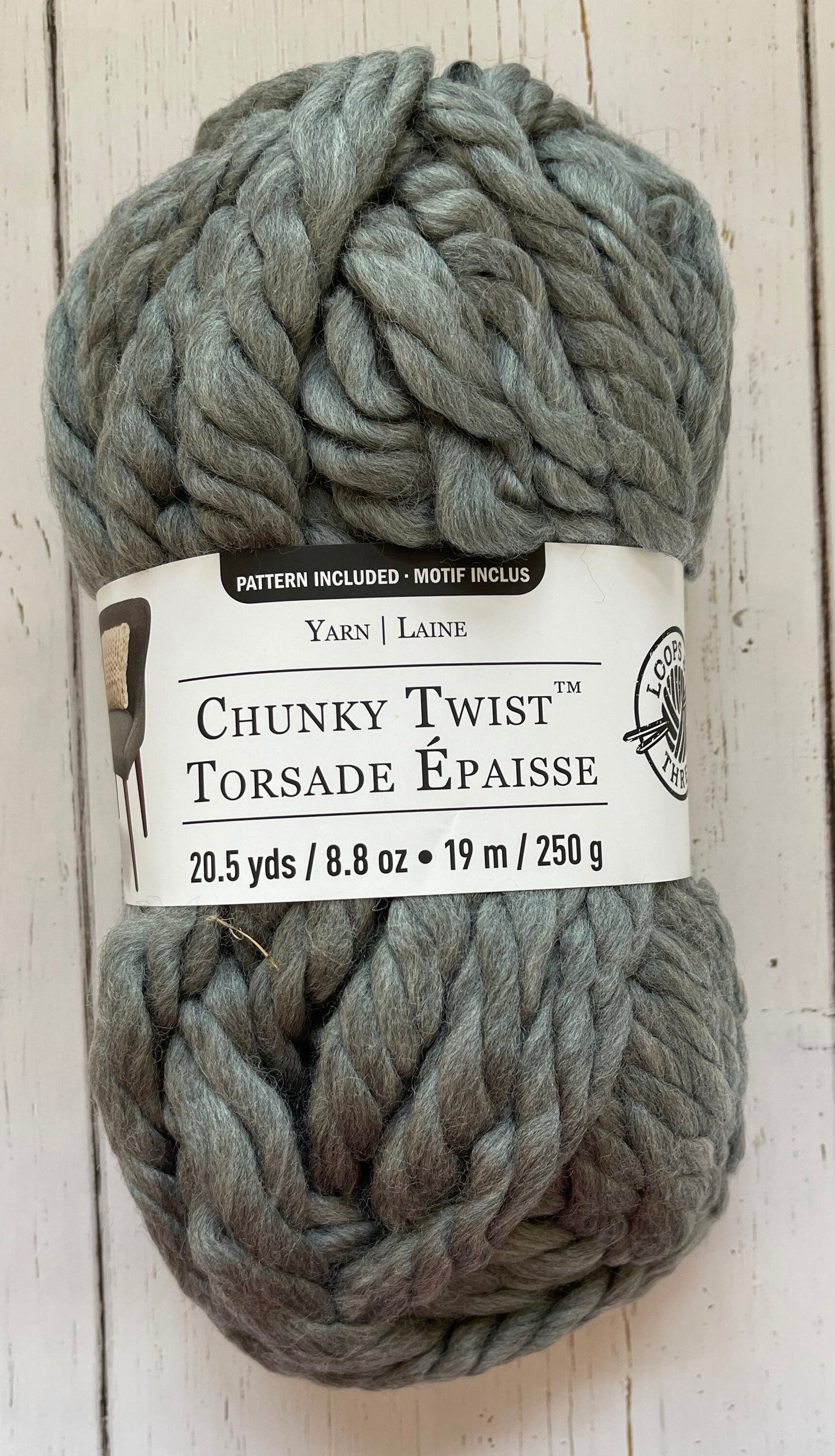 CHUNKY TWIST ~ Light Grey ~ Loops & Threads ~