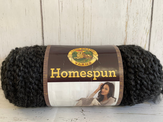 LION BRAND HOMESpun Yarn, Black  6oz/170g, 185yd/169m, Bulky 5